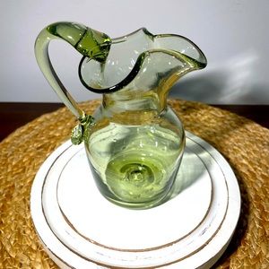 Vintage Green Glass Pitcher